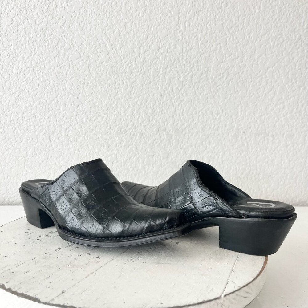 Rod Patrick Womens Mules 5C Black Caiman Leather Western Slip On Boots